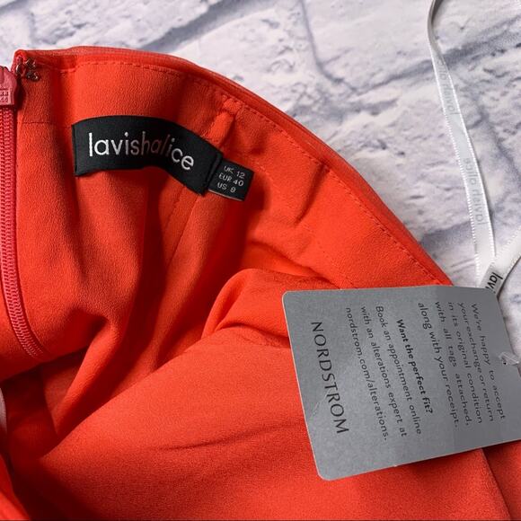 NEW Lavish Alice Pleated Sweetheart Neck Chiffon Dress - Picture 8 of 9